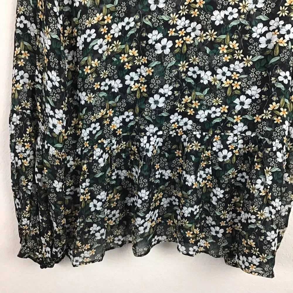 Munthe Floral Long Sleeve Blouse 36 Blue Green White Yellow - Picture 6 of 8